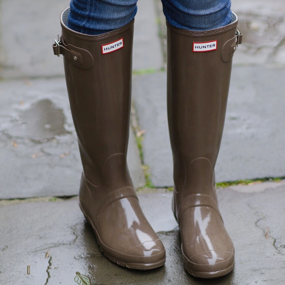37 Tall HUNTER Chocolate Brown Rain Boots